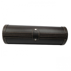 Estuche de piel para vinos en cilindro color café