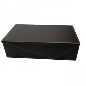 Estuche de piel rectangular para vinos color café