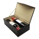 Estuche de piel rectangular para vinos color café