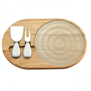 Tabla de madera y cristal para quesos
