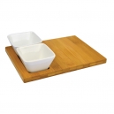Set de bowls cuadrados con base de bamboo y cerámica