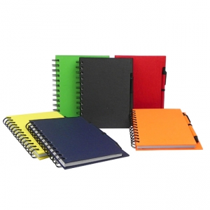 Libreta ecológica lisa con bolígrafo en diferentes colores