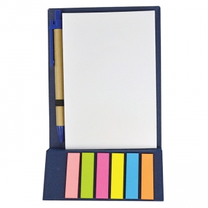 Set de porta hojas y bolígrafo de cartón en varios colores