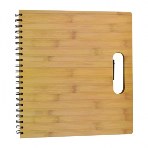 Libreta porta documentos de cartón reciclado y capa laminada de bamboo