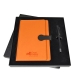 Set de libreta de curpiel con bolígrafo de diferentes colores
