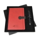 Set de libreta de curpiel con bolígrafo de diferentes colores