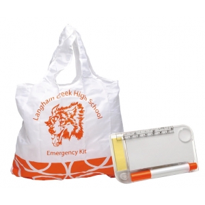 Bolsa de shopping color blanca con libreta incluida
