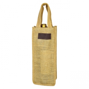 Porta vinos de yute con asa