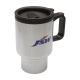 Termo de acero inoxidable con asa y tapa en varios colores