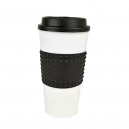 Vaso cafetero de plástico degradable con tapa