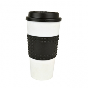 Vaso cafetero de plástico degradable con tapa