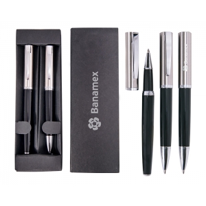 Set de bolígrafo y roller Nimbus de acero inoxidable