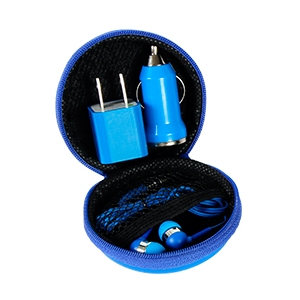 Kit de viaje con cargador doble de auto cargador de pared y audífonos
