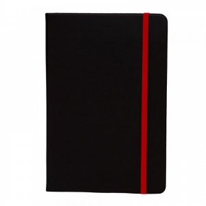 Libreta de pasta dura Kiel color negro y banda elástica con separador