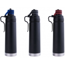 Termo de acero esmaltado en negro Kuo con asa 540 ml