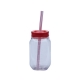Vaso tipo tarro con popote Drinking 600 ml plástico