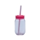 Vaso tipo tarro con popote Drinking 600 ml plástico