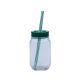 Vaso tipo tarro con popote Drinking 600 ml plástico