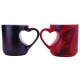 Taza mágica para sublimar roja o negra Cora 10 oz con asa de corazón