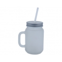 Vaso de vidrio Aristo para sublimar con popote 16 Oz Fresh Jar satinado