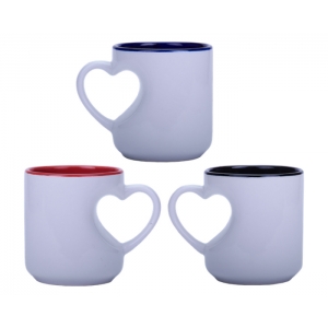 Taza 10 Oz con interior de color y asa de corazón Love