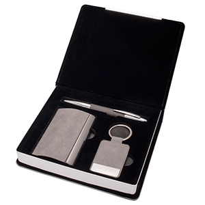 Set de lujo con tarjetero pluma y llavero
