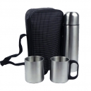 Termo con tazas de acero inoxidable y mochila transportadora