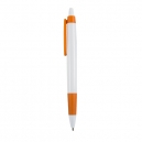 Bolígrafo o pluma Índigo de cuerpo blanco con grip y clip de color