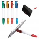 Bolígrafo o pluma de 2 tintas con limpia pantalla y porta celular