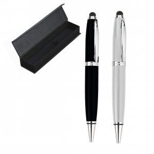 Bolígrafo o pluma oval metálico Furanni con touch y estuche