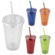 Vaso doble pared 500 ml con popote Glass Tropical