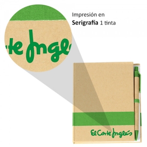 Libreta ecológica de cartón con bolígrafo incluido