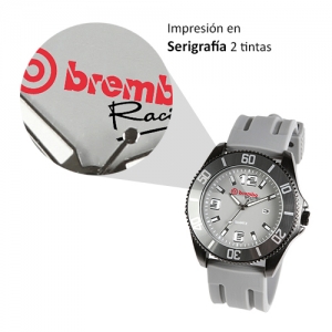 Reloj de pulso unisex con arillo giratorio fechador y correa de silicon