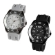 Reloj de pulso unisex con arillo giratorio fechador y correa de silicon