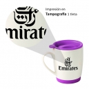 Taza blanca de ceramica de 12oz con tapa
