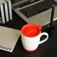 Taza blanca de ceramica de 12oz con tapa