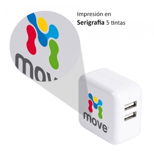 Conector de pared con doble entrada tipo USB