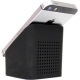 Bocina bluetooth de plástico engomado color negro con blanco