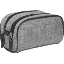 Cosmetiquera de polyester color gris con doble compartimento