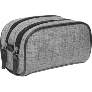 Cosmetiquera de polyester color gris con doble compartimento