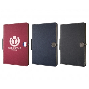 Agendario de curpiel con porta bolígrafo en varios colores