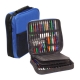 Bolso muestrario de plumas color negro con azul