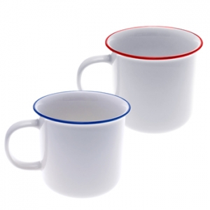 Taza de cerámica con diseño de peltre color blanca