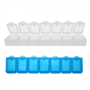 Pastillero de 7 compartimentos en dos colores diferentes