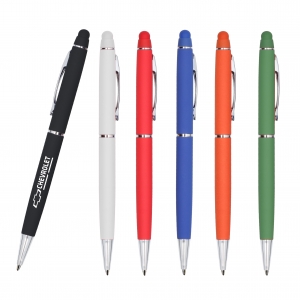 Bolígrafo metálico con acabado Rubber y Touch Screen con mecanismo retráctil