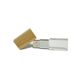 USB de Cristal con Tapa de madera