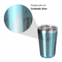 Vaso doble pared acero inoxidable tapa plástico 9 oz