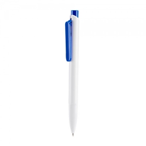 Bolígrafo de plástico blanco Sopron con clip de color
