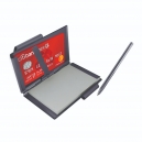 Mini libreta con tarjetero y pluma con cubierta de aluminio