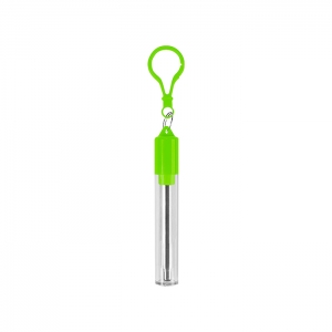 Popote acero retráctil, cepillo limpiador, estuche de acrílico, arnés